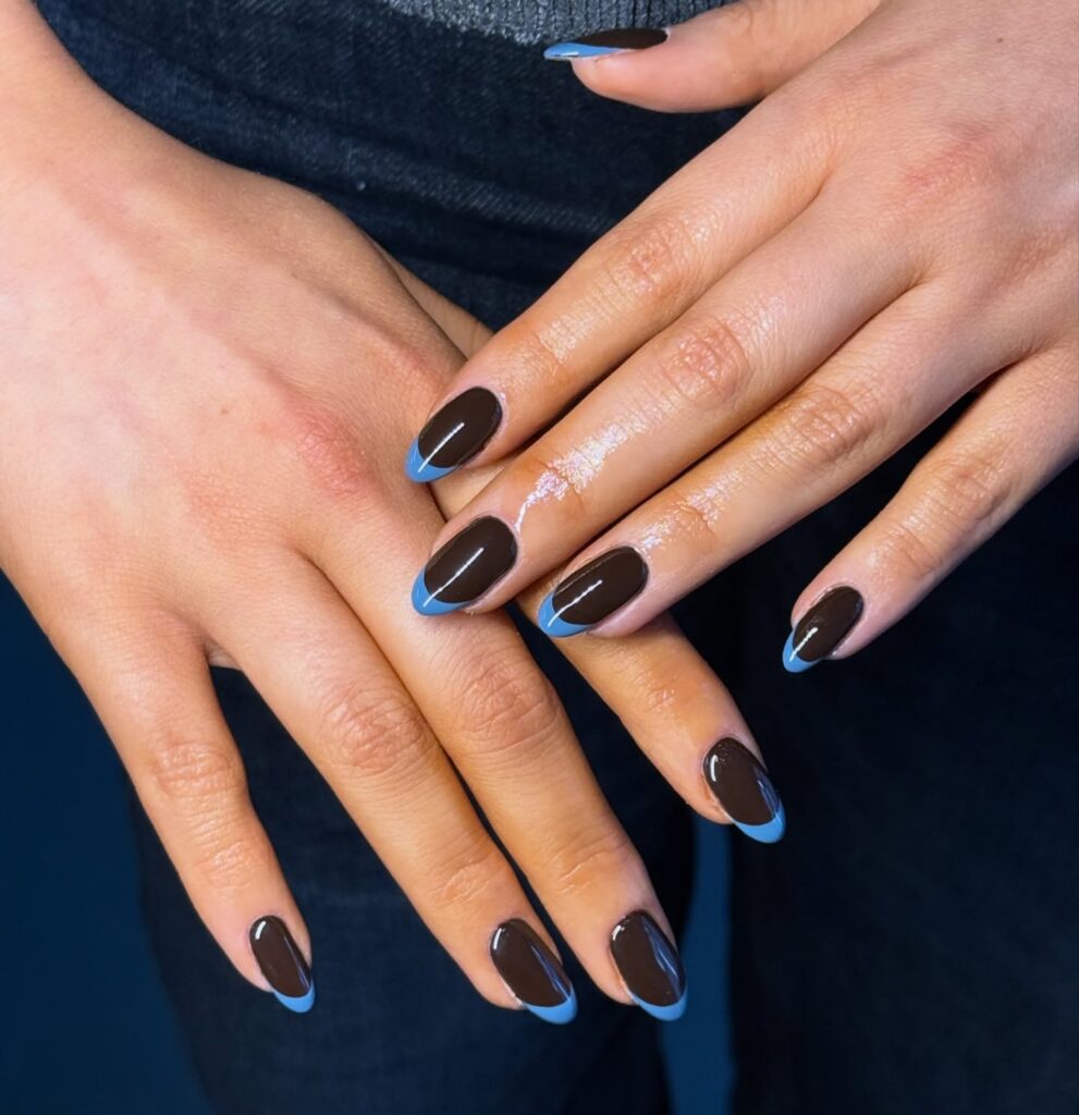 Blue-Tip Chocolate nails