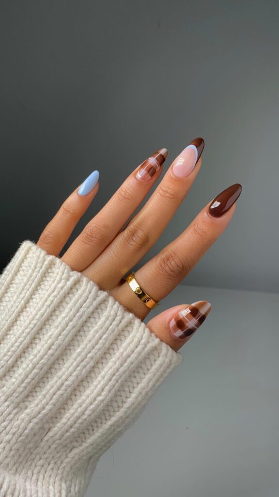 Chocolate Check Mix nails