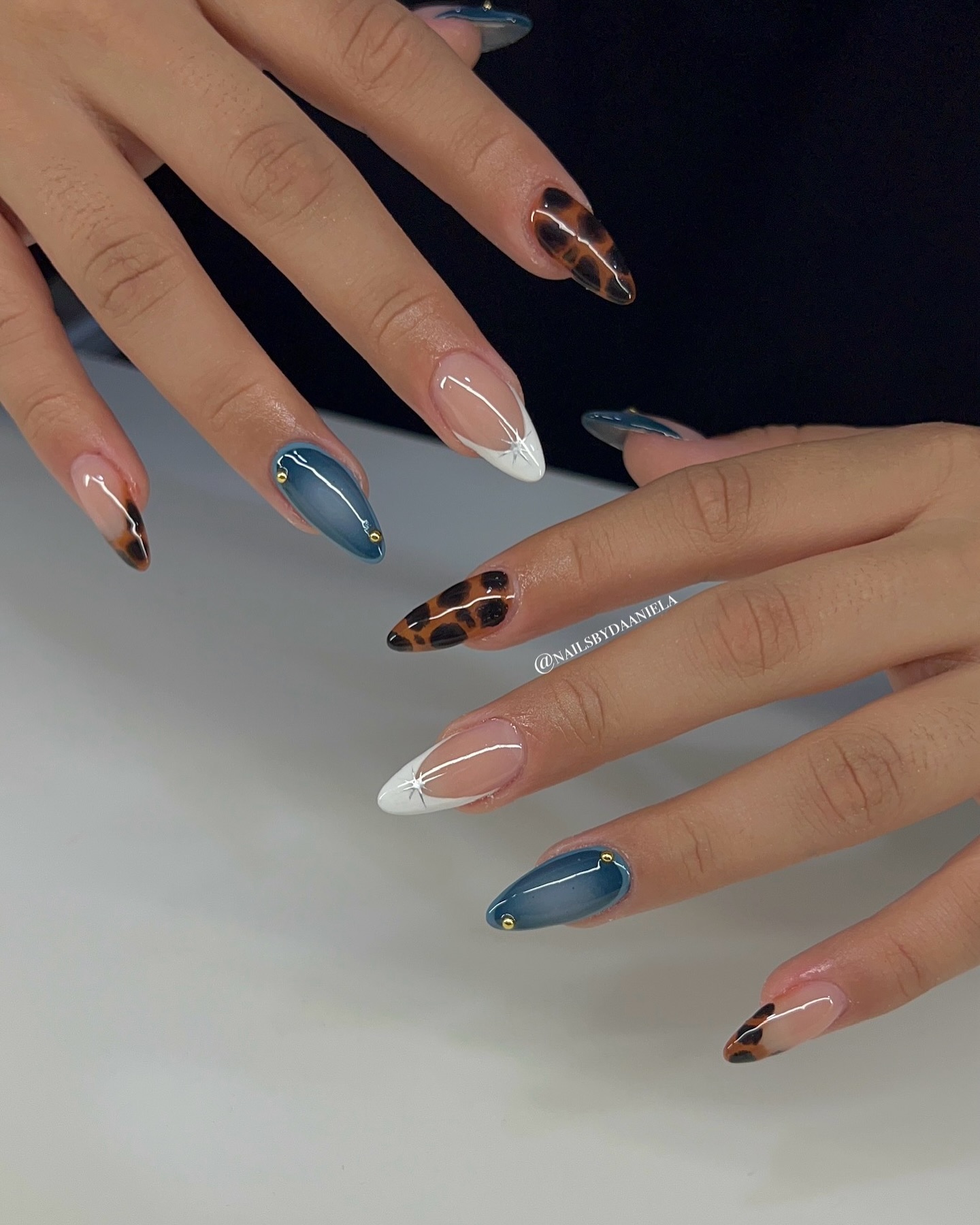 Tortoise Brown & Blue Nail
