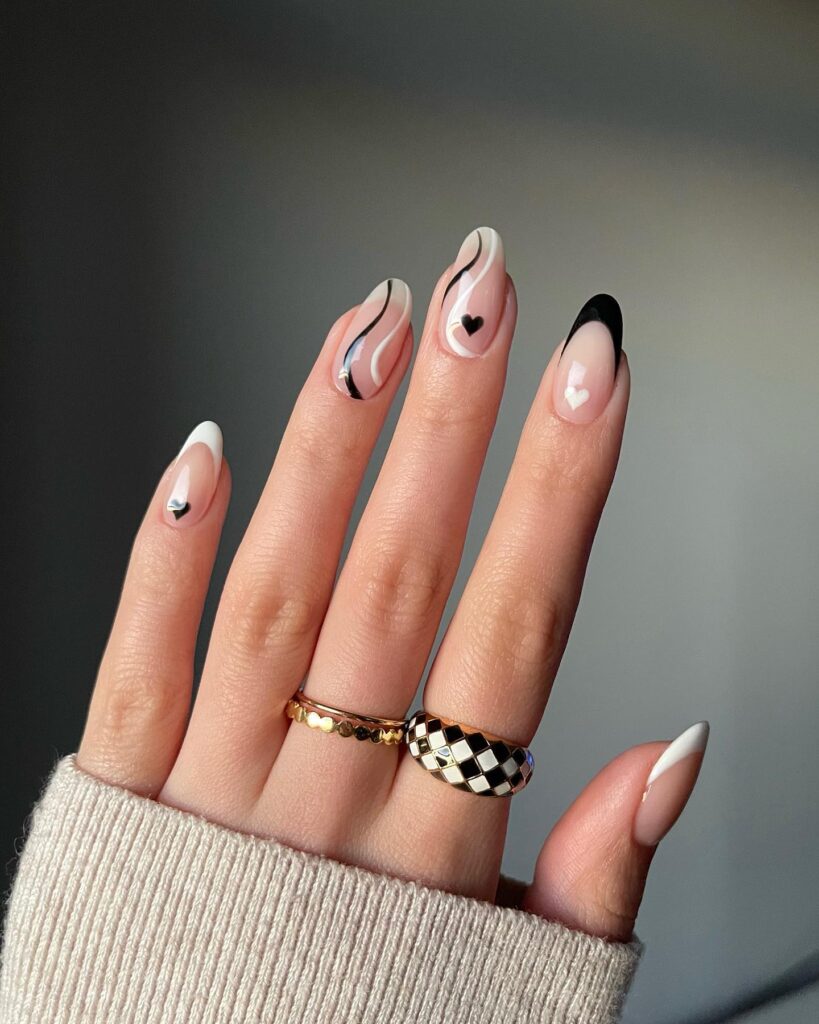 Classic Monochrome Tips nails