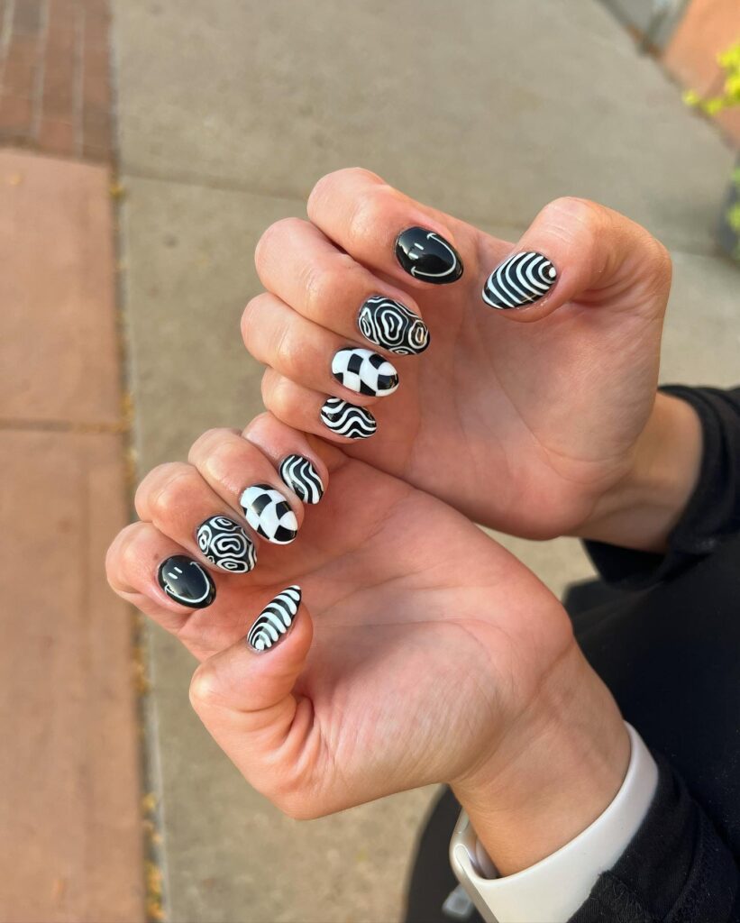Swirling Marble Effect nails