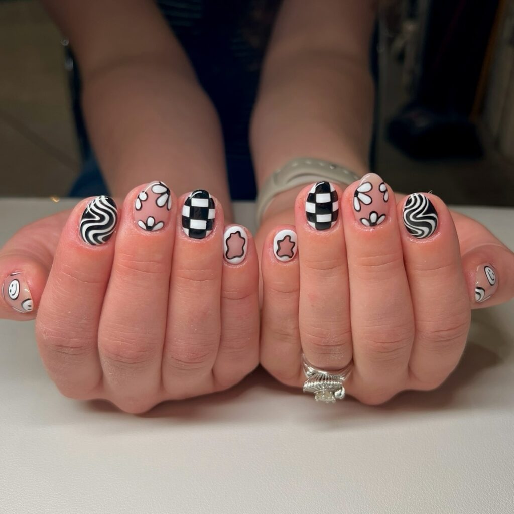 Chrome Yin Yang nails