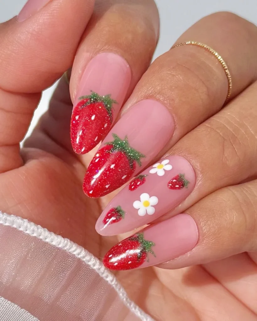 Glitter & Daisies nails