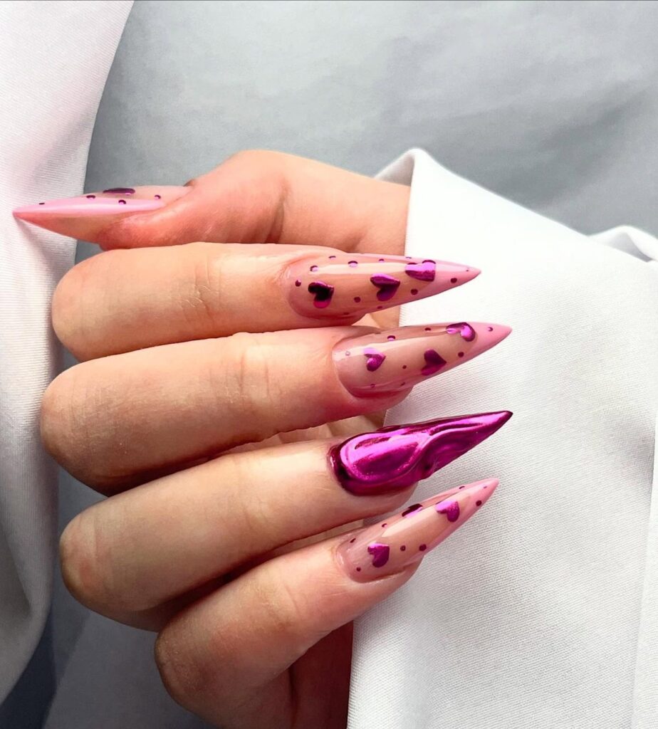 Sheer Heart Stilettos nails