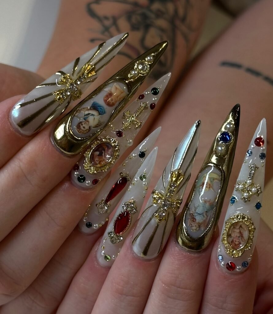 Onyx Geometric Lines nails