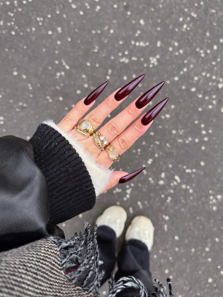 Midnight Chrome Stiletto nails