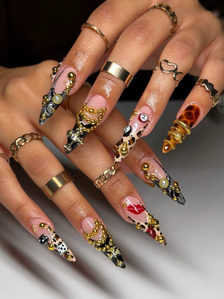 3D Floral Sculpt nails
