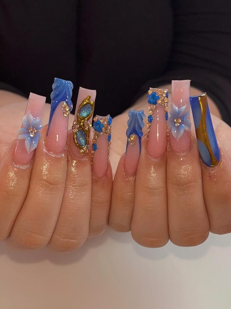 Icy Blue Ombre nails