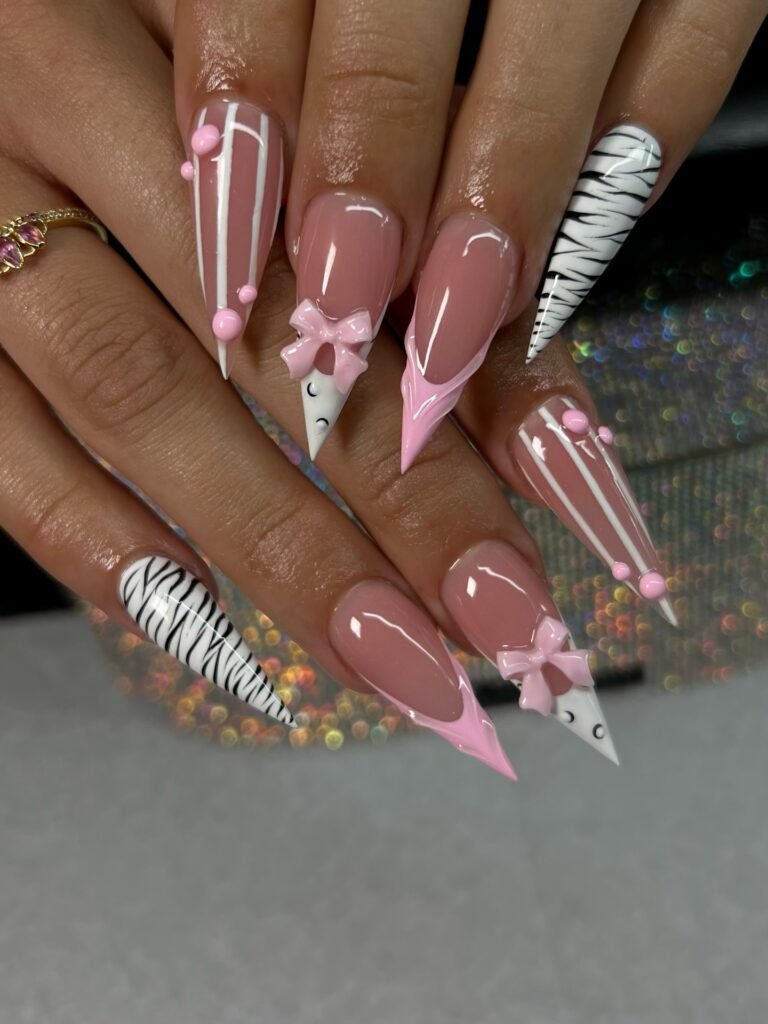 Soft Marble Coffin nails