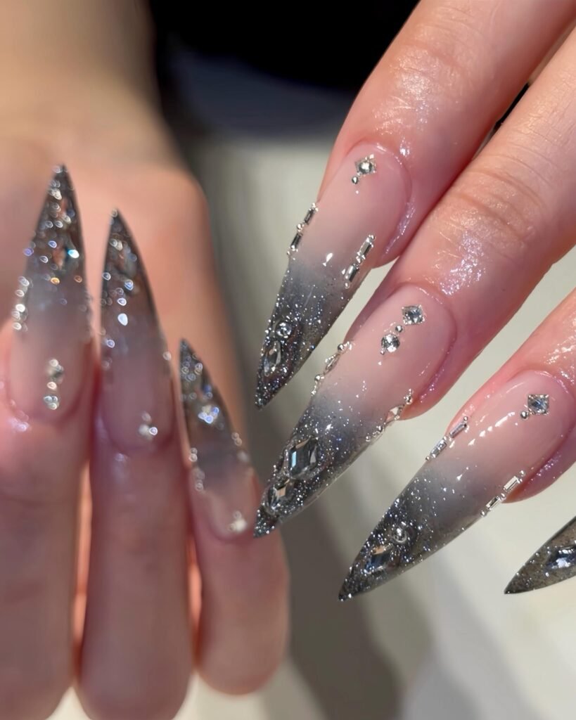 Rosé Foil Tips nails