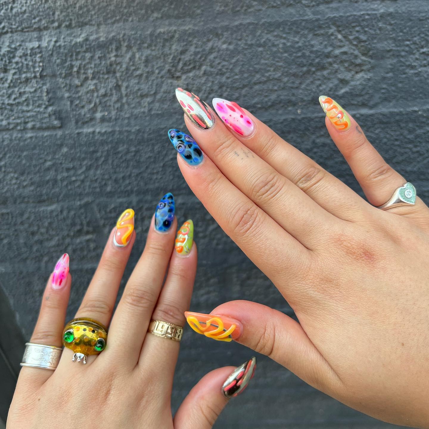 neon swirl asian nail art