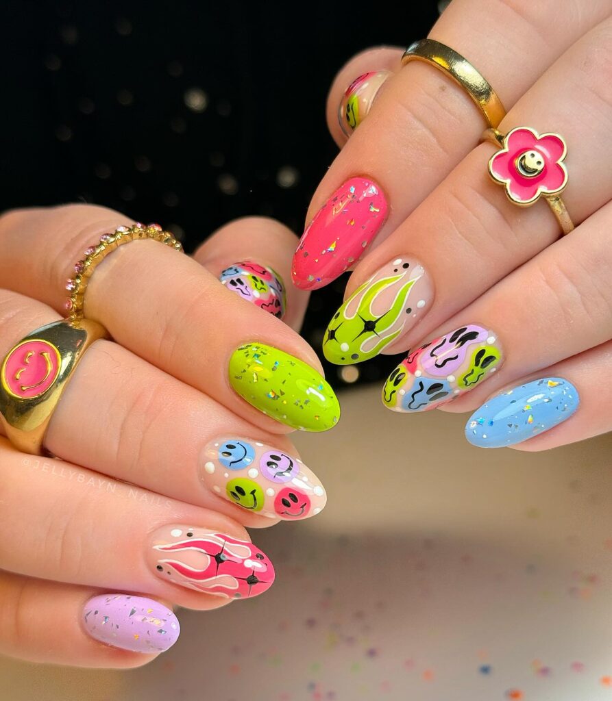 Lemon Fresh Smileys nails