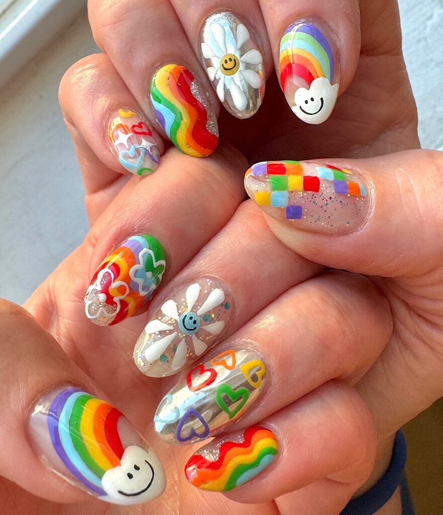Coral Smile Garden nails