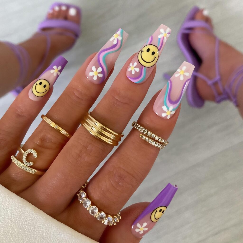 Icy Smiley Tips nails
