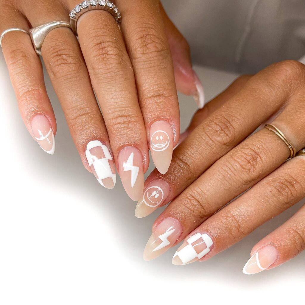 Pink Smiley Bloom nails