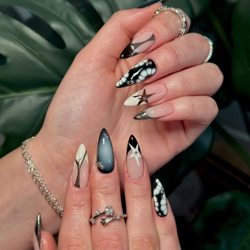 Matte Black Rebellion nails