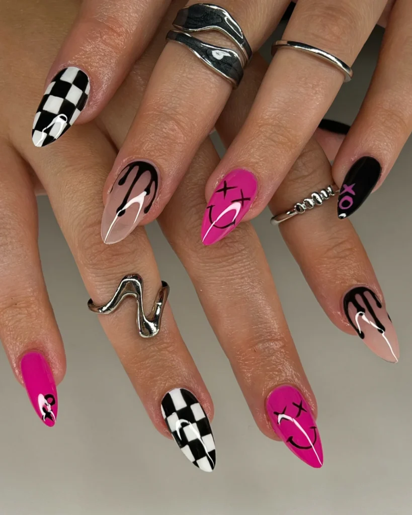 Neon Smiley Pop nails