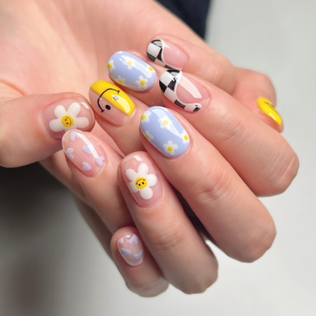 Wavy Graphic Line nails