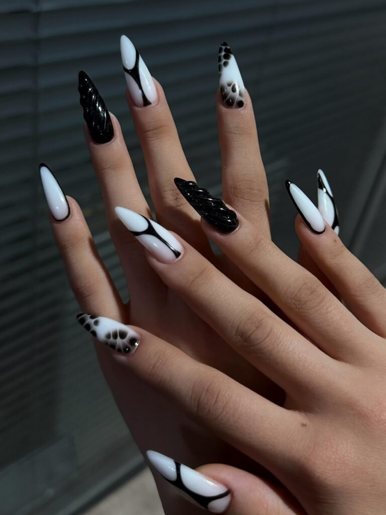 Chrome Spider Web nails
