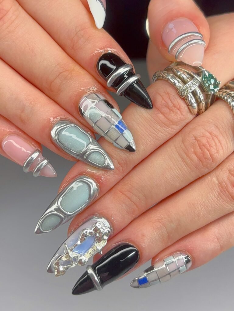 Punk Plaid Press-Ons nails