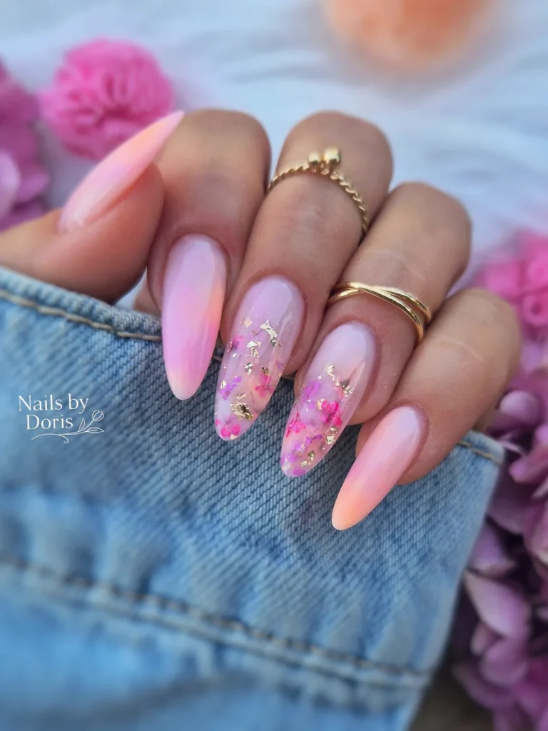 Pink Petal Shimmer nails