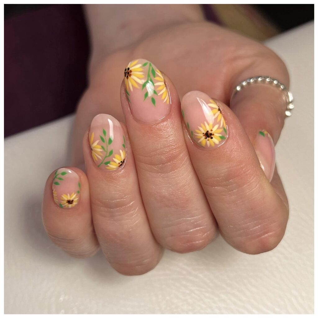 Scattered Nude Florals nails