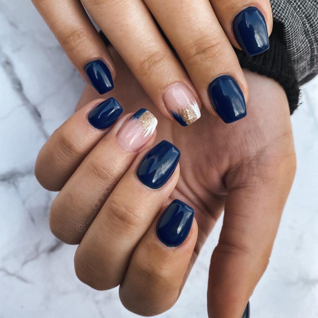 Deep Navy Almond nails
