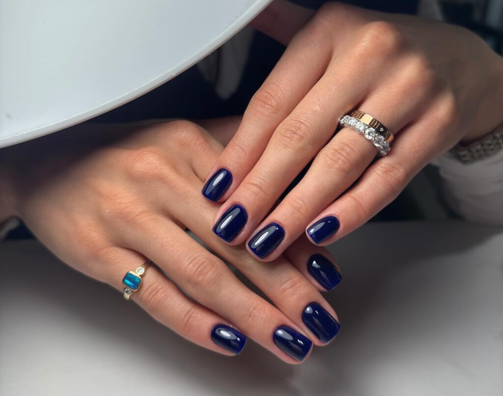 Teal Chrome Tips nails