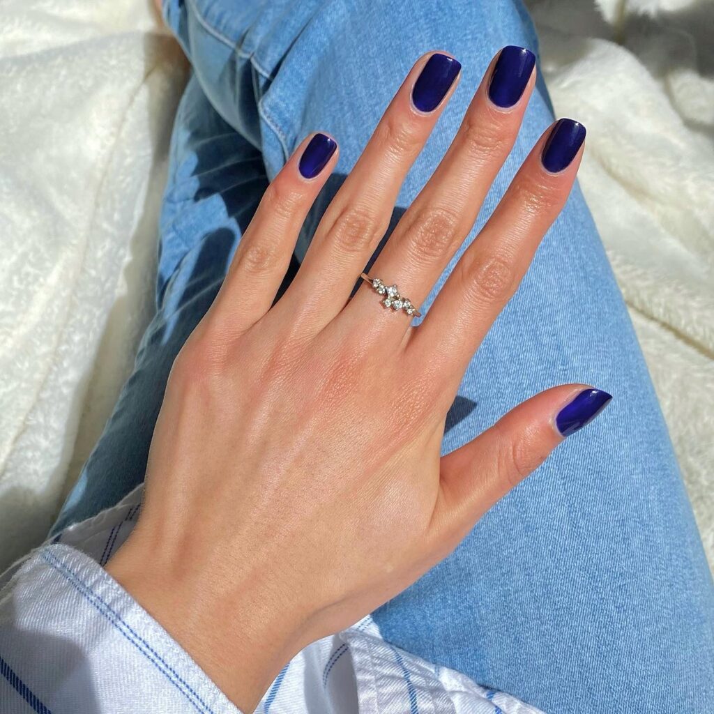 Dark Teal Coffin nails