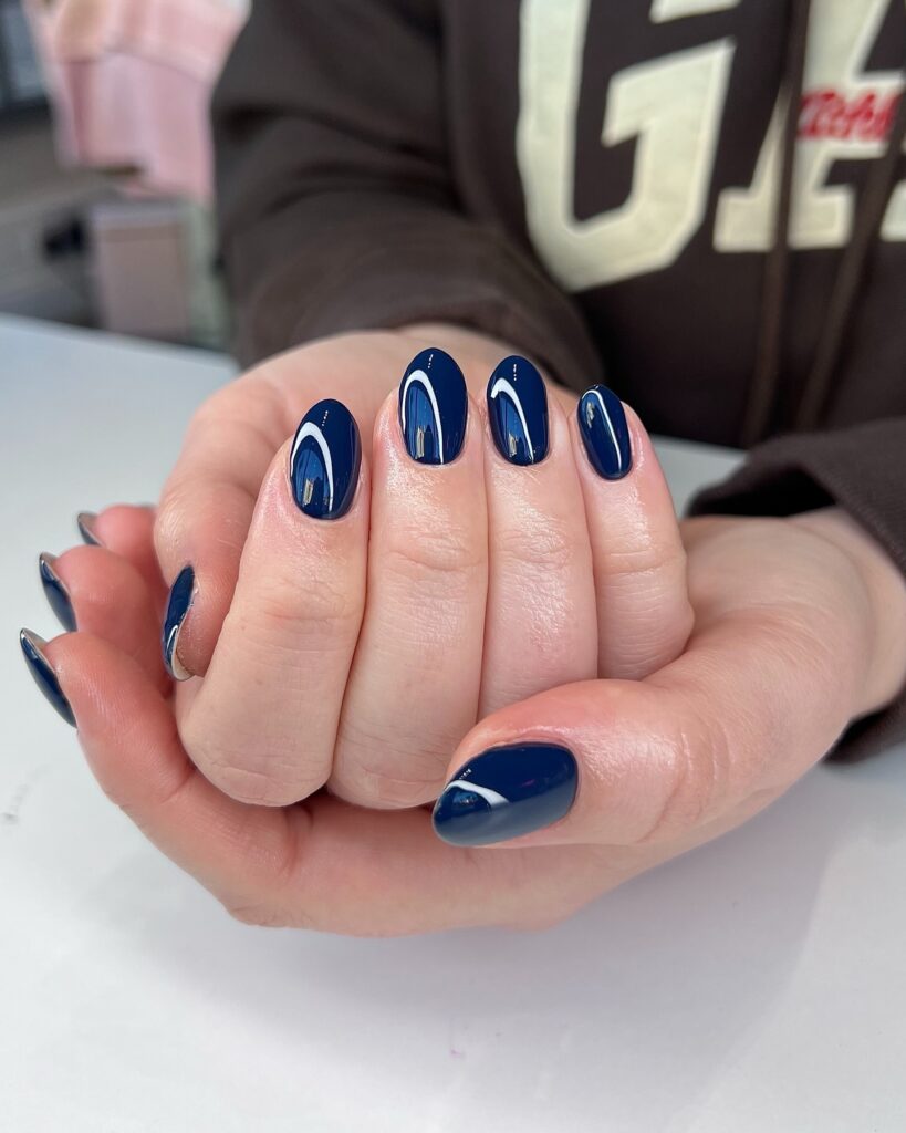 Cobalt Almond Shine nails