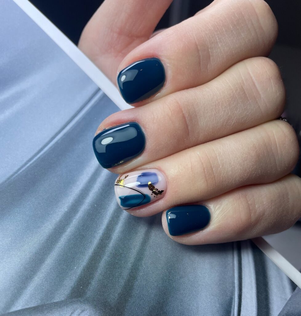 Denim Blue Oval nails