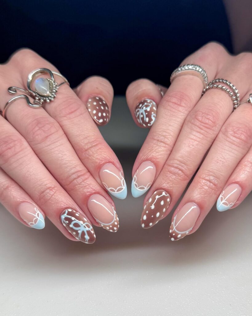 Blue Bow Bambi nails
