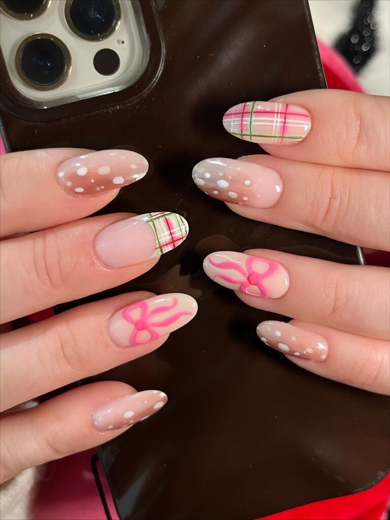 Bow & Plaid Bambi nails