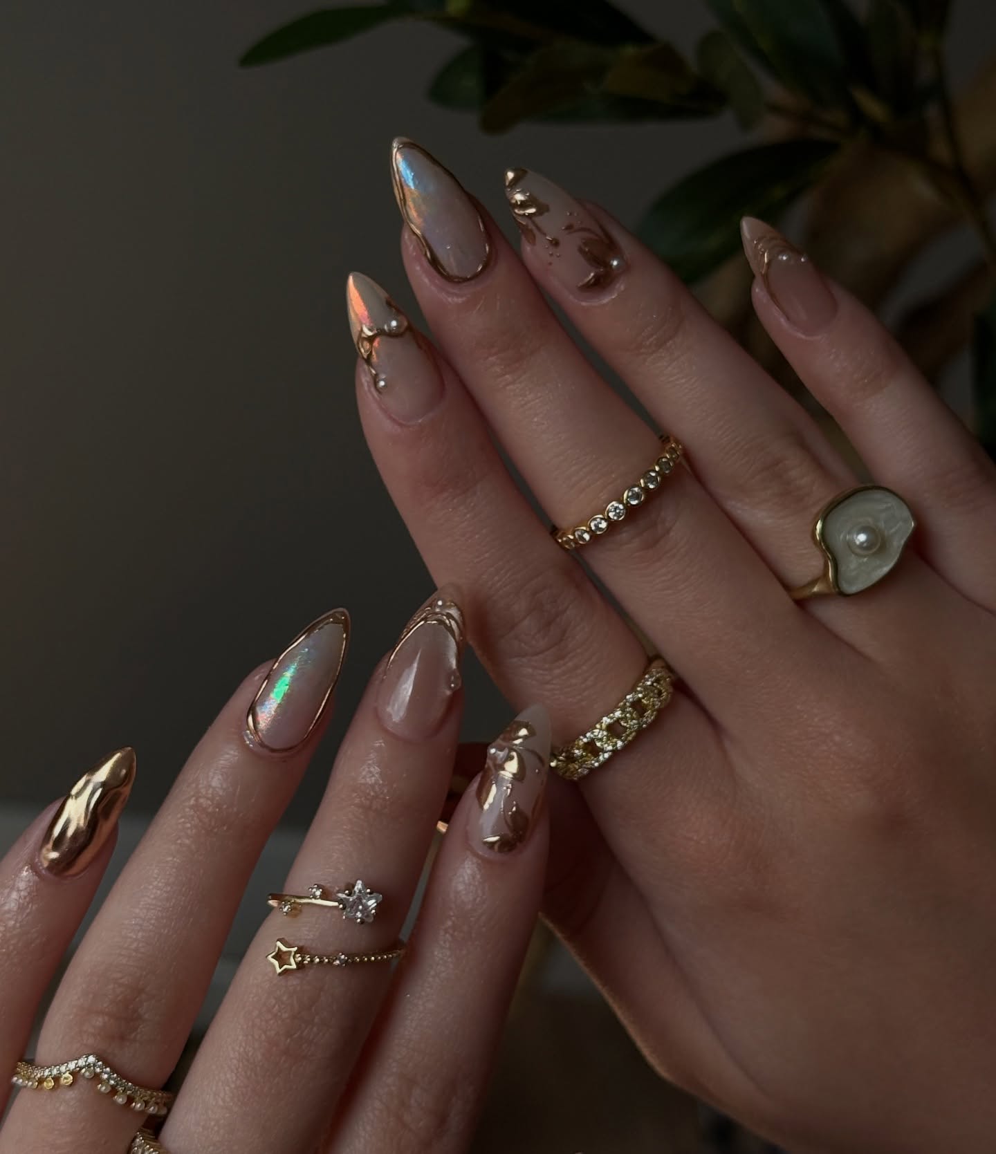 Opal Gold Luxury nails