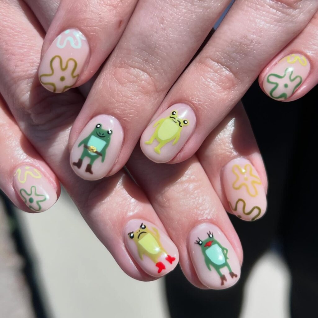 Meme Frog Parade nails