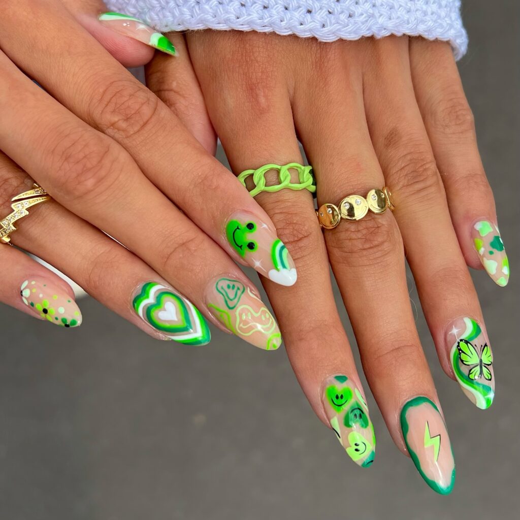 Y2K Frog Collage nails
