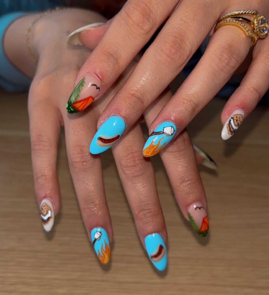Sky Blue S'mores nails