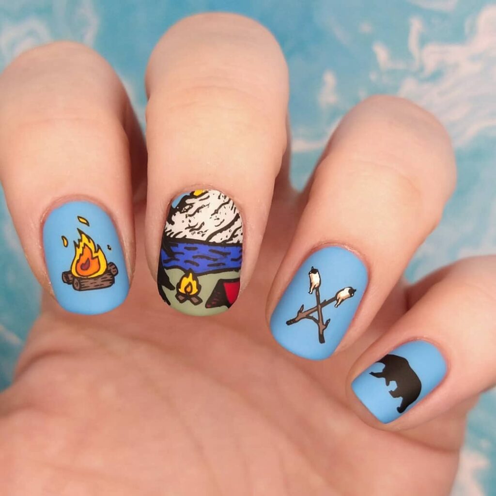Powder Blue Wildlife nails