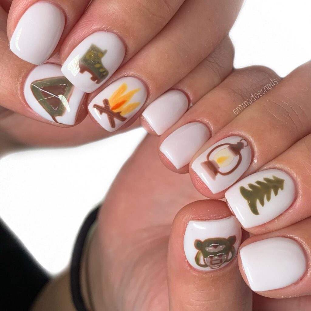 Clean White Campsite nails