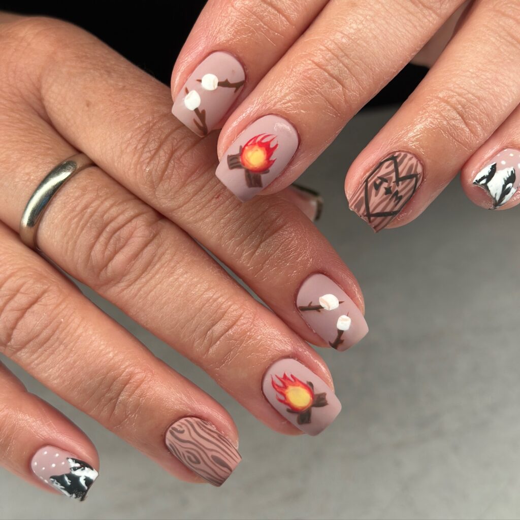 Campfire & Woodgrain nails