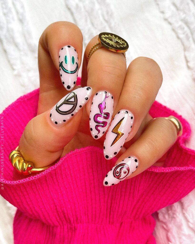 Retro Festival Symbols nails
