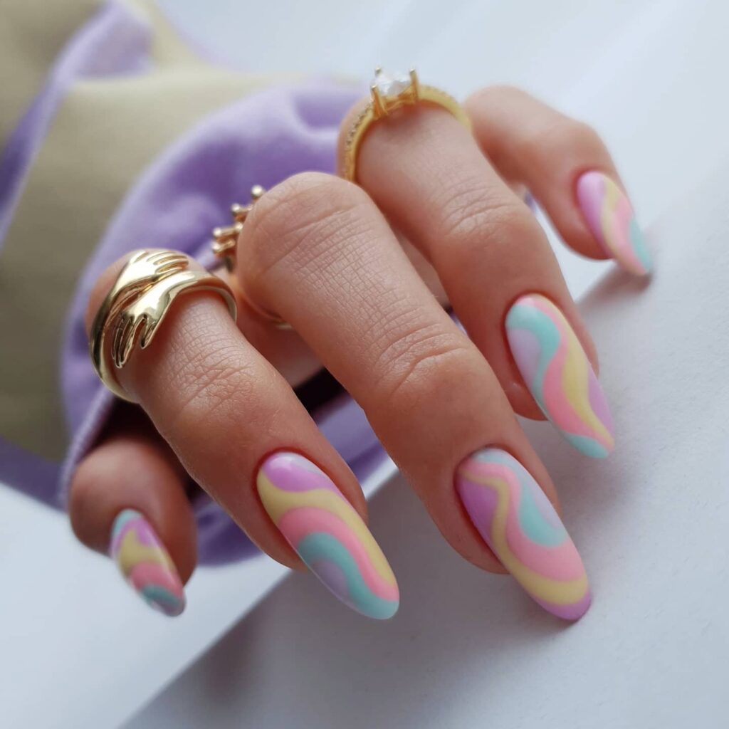 Pastel Wave Stack nails