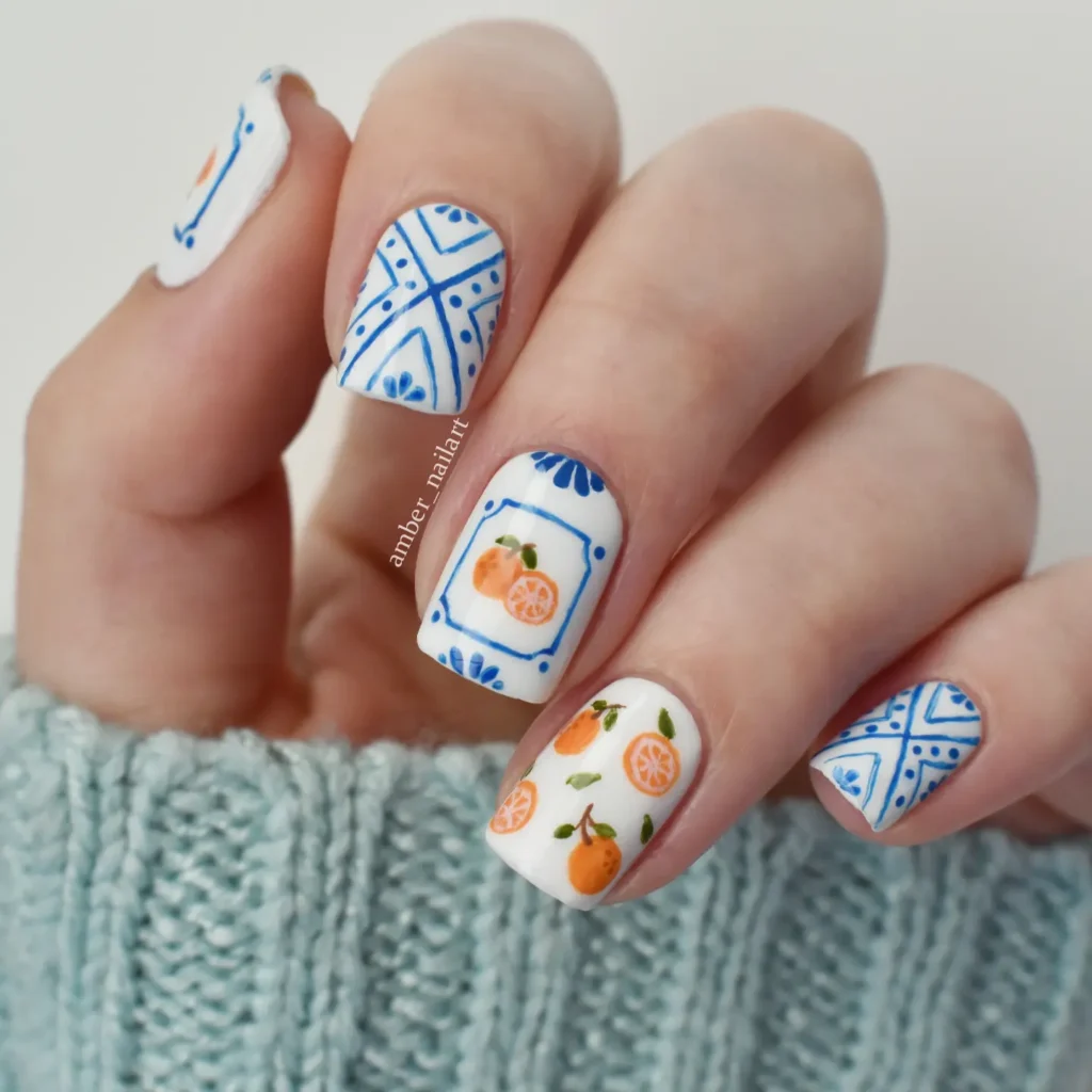 Seville Orange Tiles nails