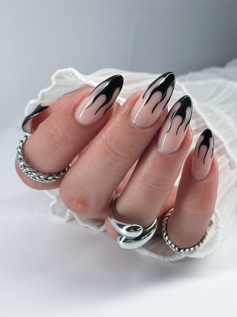 Black Chrome Tips nails
