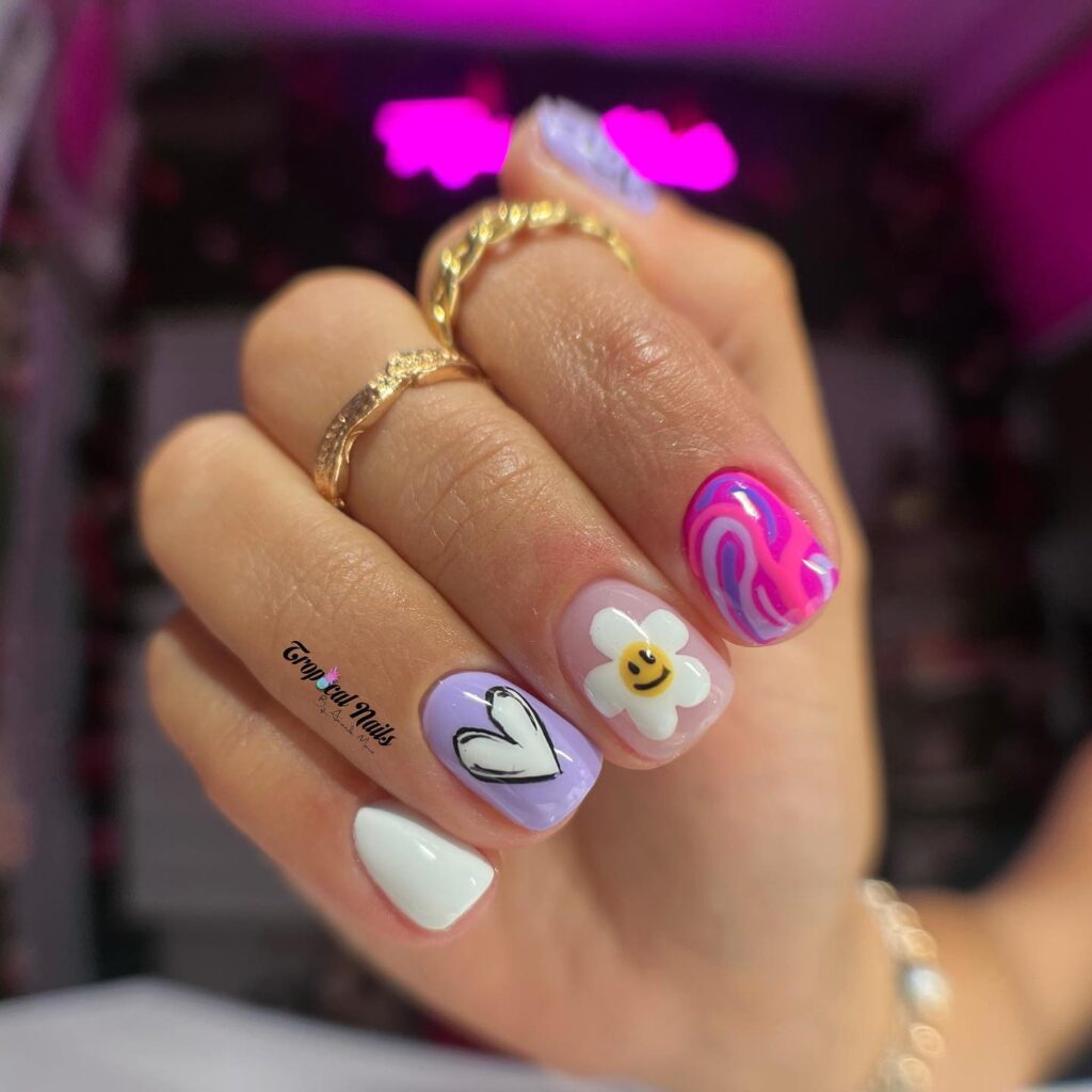 Heart & Swirl Brights nails