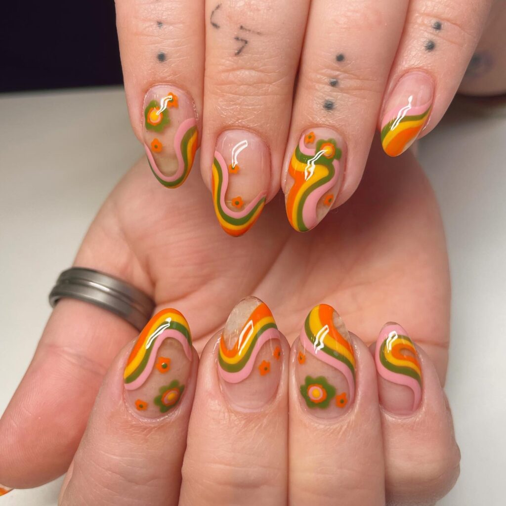 Neon Squiggle Energy nails
