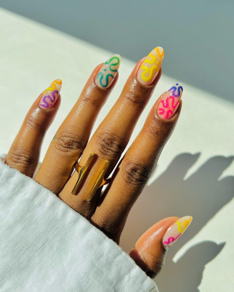 Neon Squiggle Energy nails