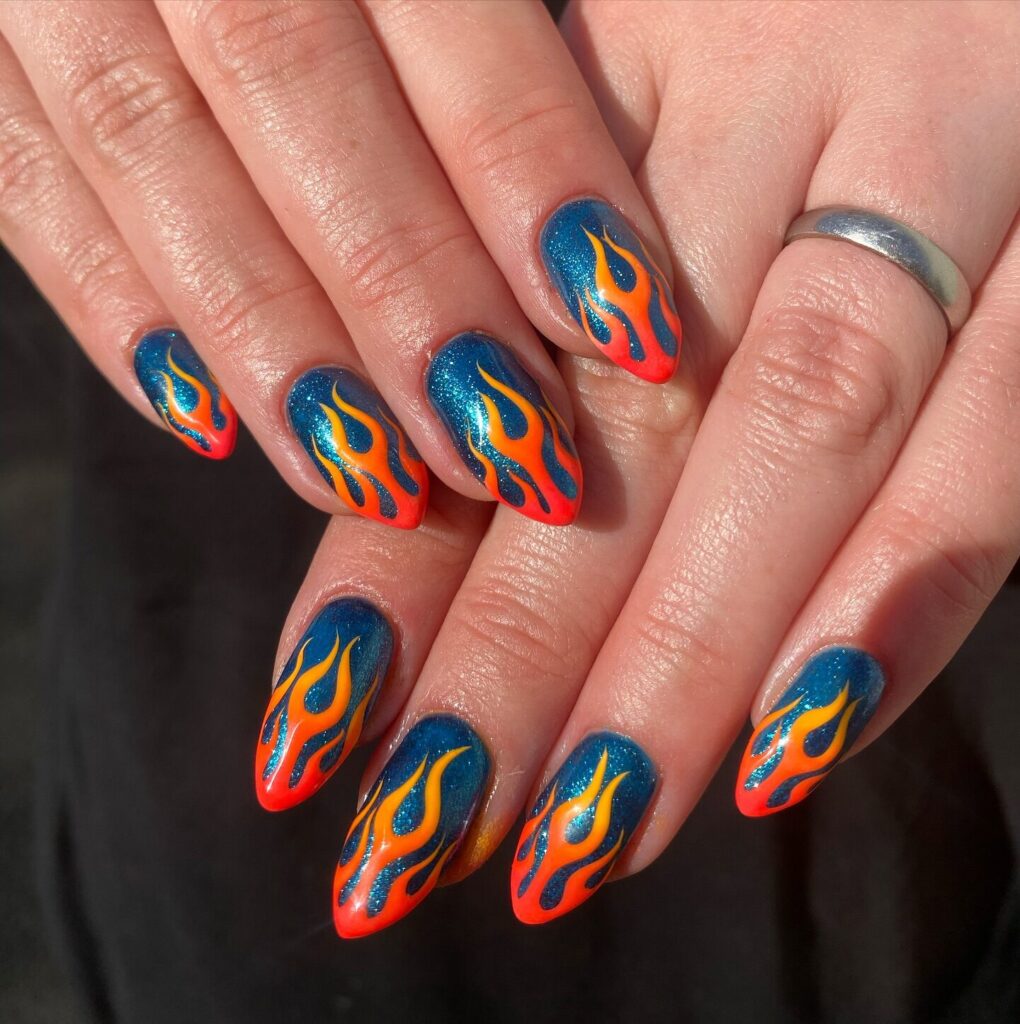 Teal Glitter Blaze nails