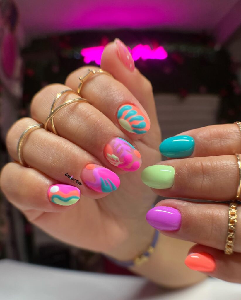 Neon Tropical Mix nails