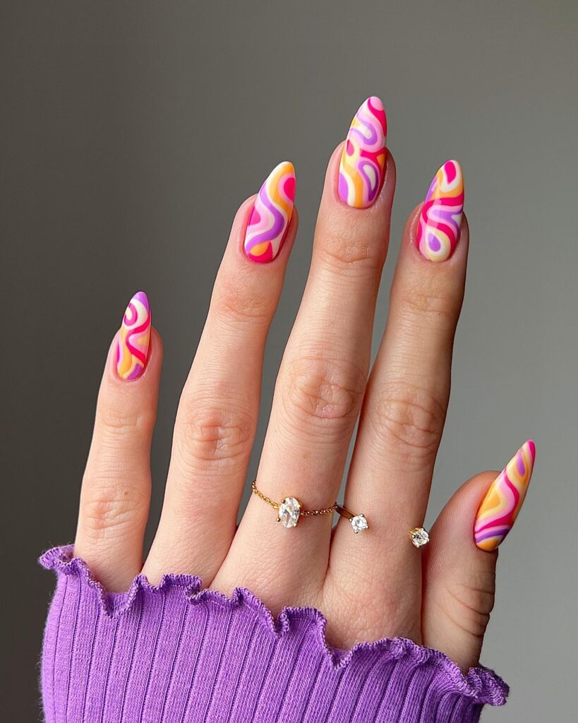Hot Pink Swirl Storm nails